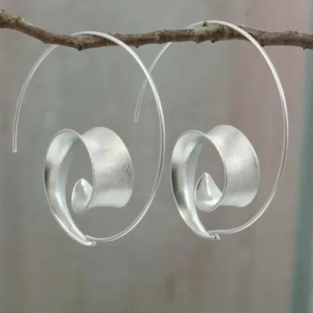 Silver Spiral Earrings #631